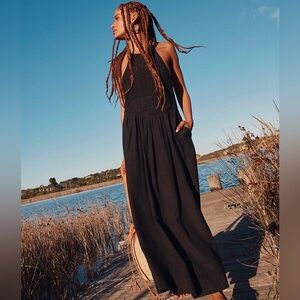 Free People FP Movement Black Halter Maxi Dress
